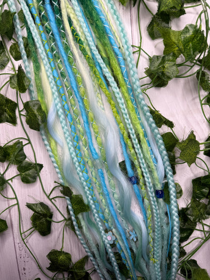 Set of 11, Seafoam Blend Mixed Texture Synthetic Extensions