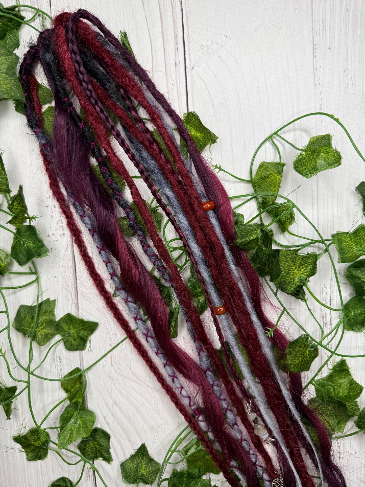 Set of 6, 59-65cm Crimson Shadow Blend Mixed Texture Synthetic Extensions