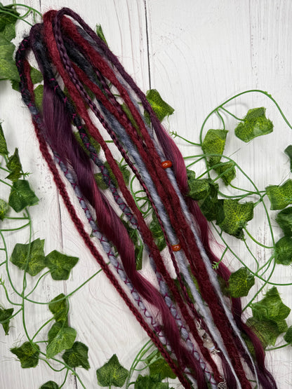 Set of 6, 59-65cm Crimson Shadow Blend Mixed Texture Synthetic Extensions