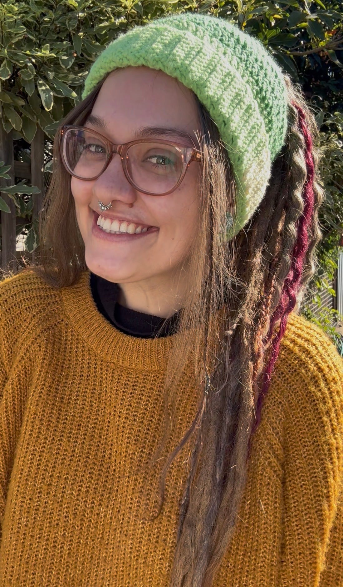Light Green Mixed Colour Beanie With Hole