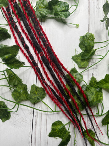 Set of 7, 59-62cm Red & Black Synthetic Extensions (only available for online purchase)