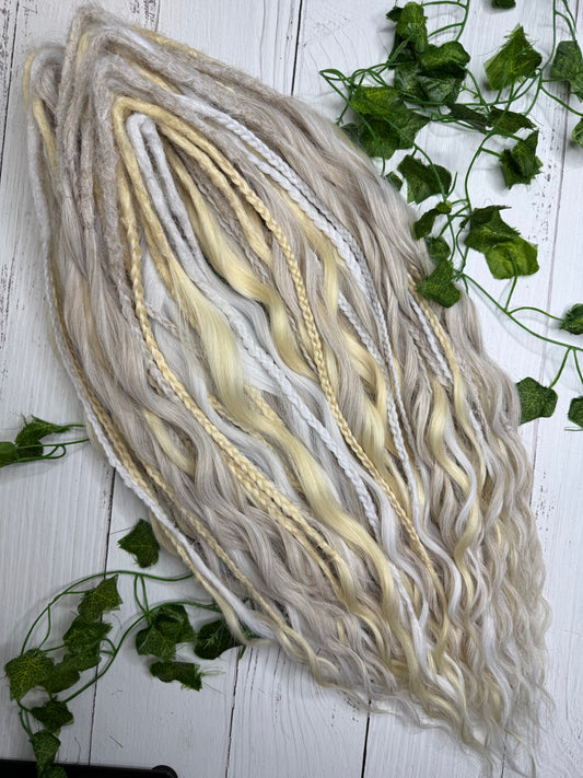Set of 50, Full Head Anna Wave Extensions with Braided side