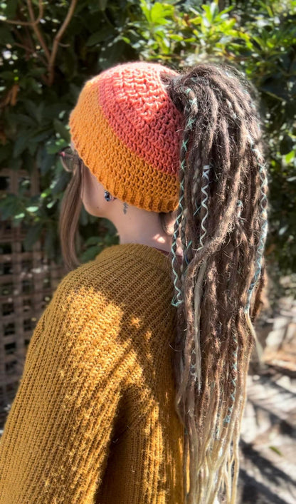 Amber Handmade Beanie With Hole