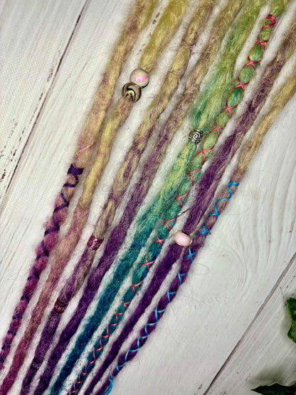 Set of 4, 45-50cm Blonde to Purple, Blue and Pink Synthetic Extensions (only available for online order)