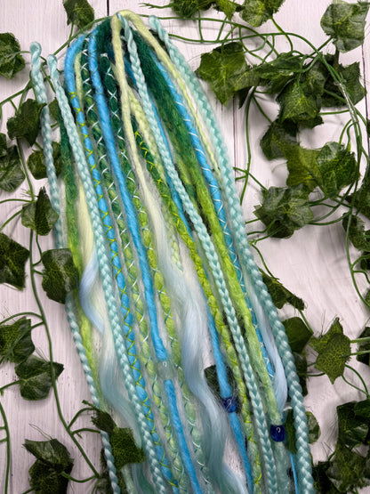 Set of 11, Seafoam Blend Mixed Texture Synthetic Extensions