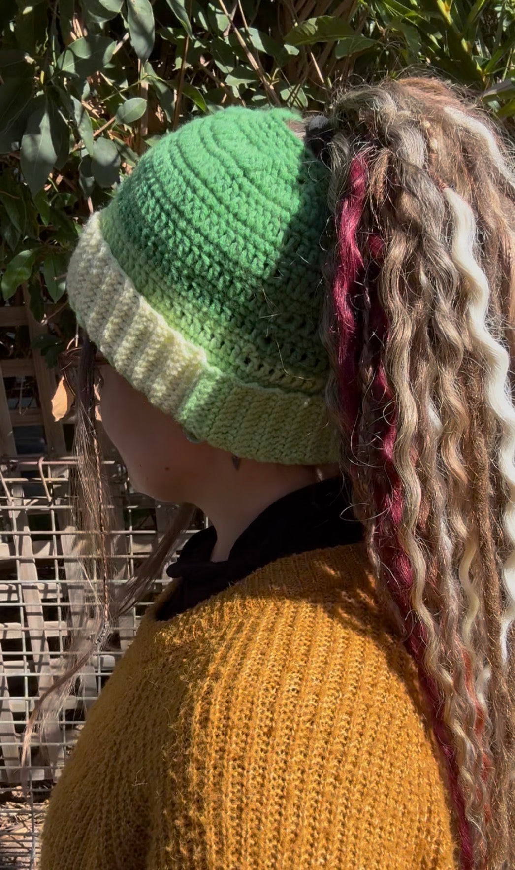 Light Green Mixed Colour Beanie With Hole