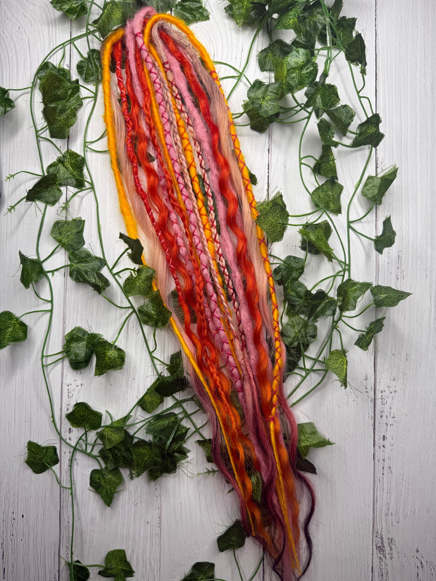 Set of 8, 52-61cm Summer Sunset Blend Mixed Texture Synthetic Extensions