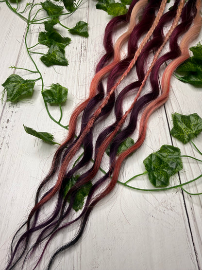 Set of 4, 56-65cm Burgundy Breeze Mixed Texture Synthetic Extensions