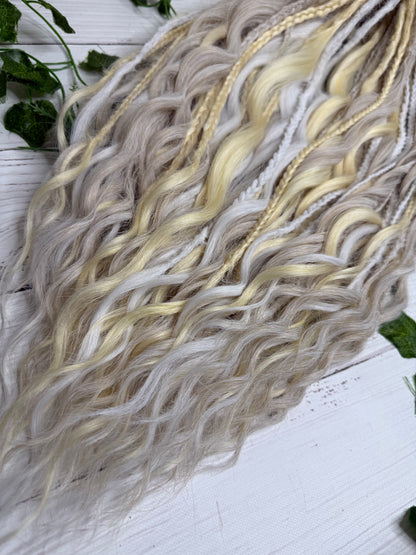 Set of 50, Full Head Anna Wave Extensions with Braided side