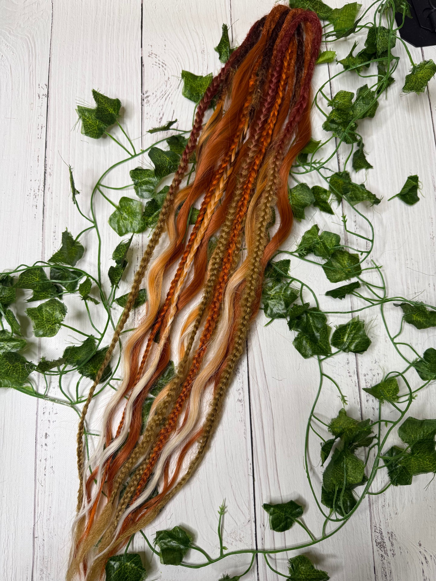 Set of 7, 59-65cm Tangerine Temptation Mixed Texture Synthetic Extensions