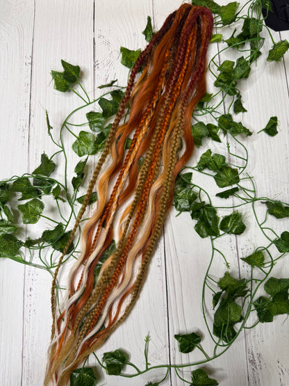 Set of 7, 59-65cm Tangerine Temptation Mixed Texture Synthetic Extensions