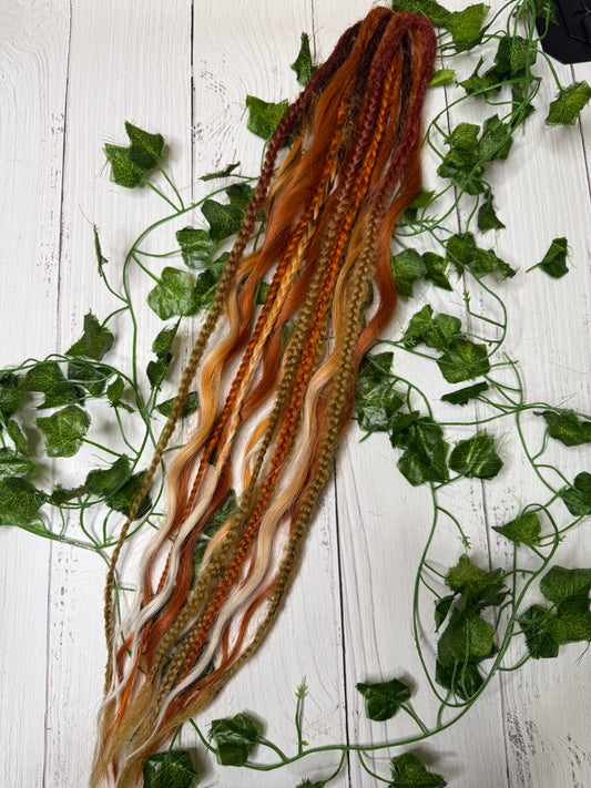 Set of 7, 59-65cm Tangerine Temptation Mixed Texture Synthetic Extensions
