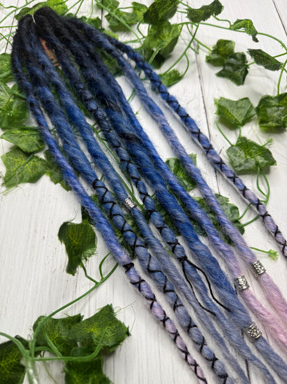 Set of 4, 55-59cm Black to Blue Grey and Pink Synthetic Extensions (only available for online purchase)