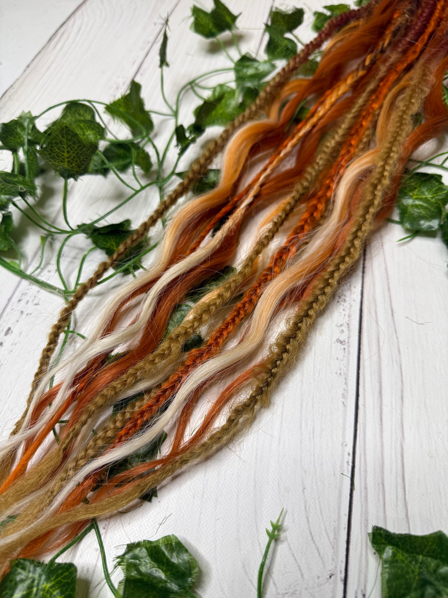 Set of 7, 59-65cm Tangerine Temptation Mixed Texture Synthetic Extensions