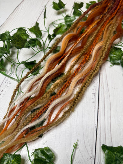 Set of 7, 59-65cm Tangerine Temptation Mixed Texture Synthetic Extensions