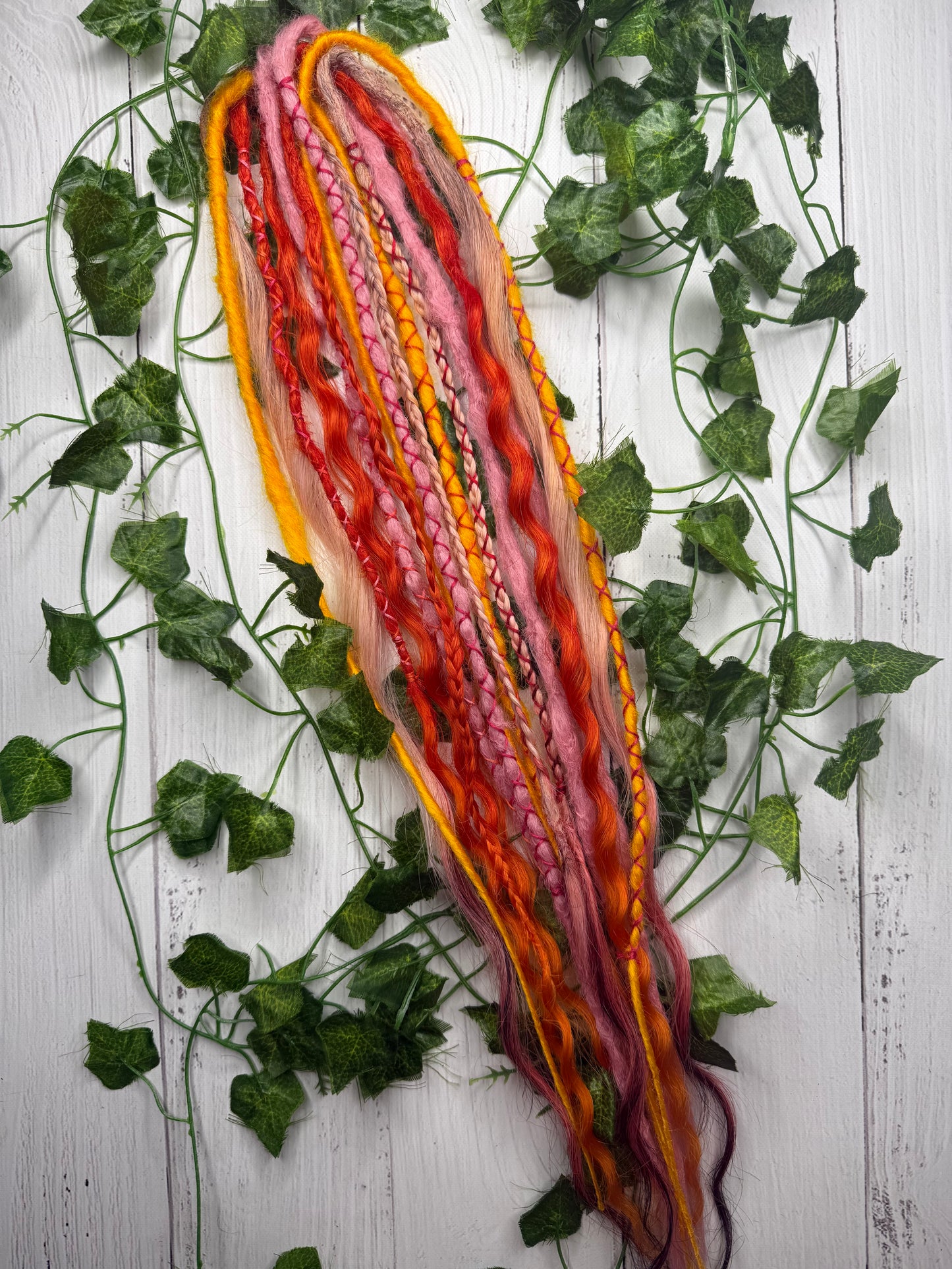 Set of 8, 52-61cm Summer Sunset Blend Mixed Texture Synthetic Extensions