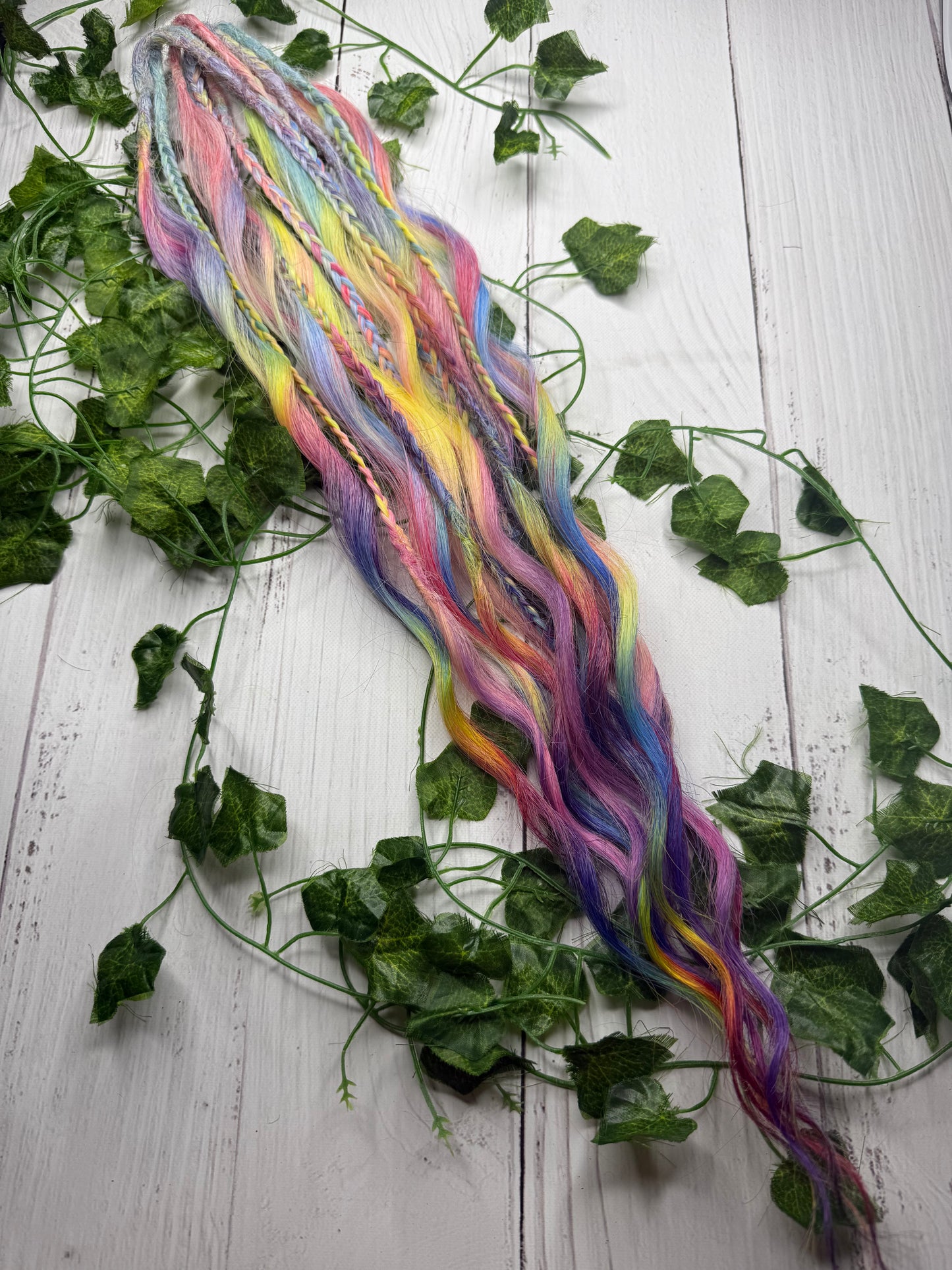 Set of 6, 64cm Rainbow Blend Mixed Texture Synthetic Extensions