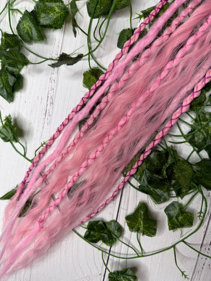 Set of 4, 52-62cm Pink Lightning Mixed Texture Synthetic Extensions