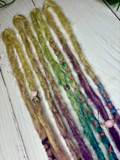 Set of 4, 45-50cm Blonde to Purple, Blue and Pink Synthetic Extensions (only available for online order)