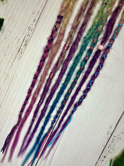 Set of 4, 45-50cm Blonde to Purple, Blue and Pink Synthetic Extensions (only available for online order)