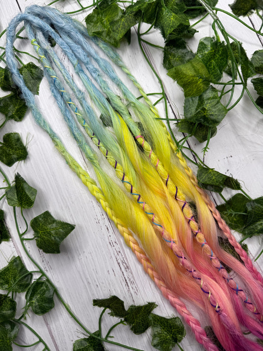 Set of 4, Pastel Pop Blend Mixed Texture Synthetic Extensions