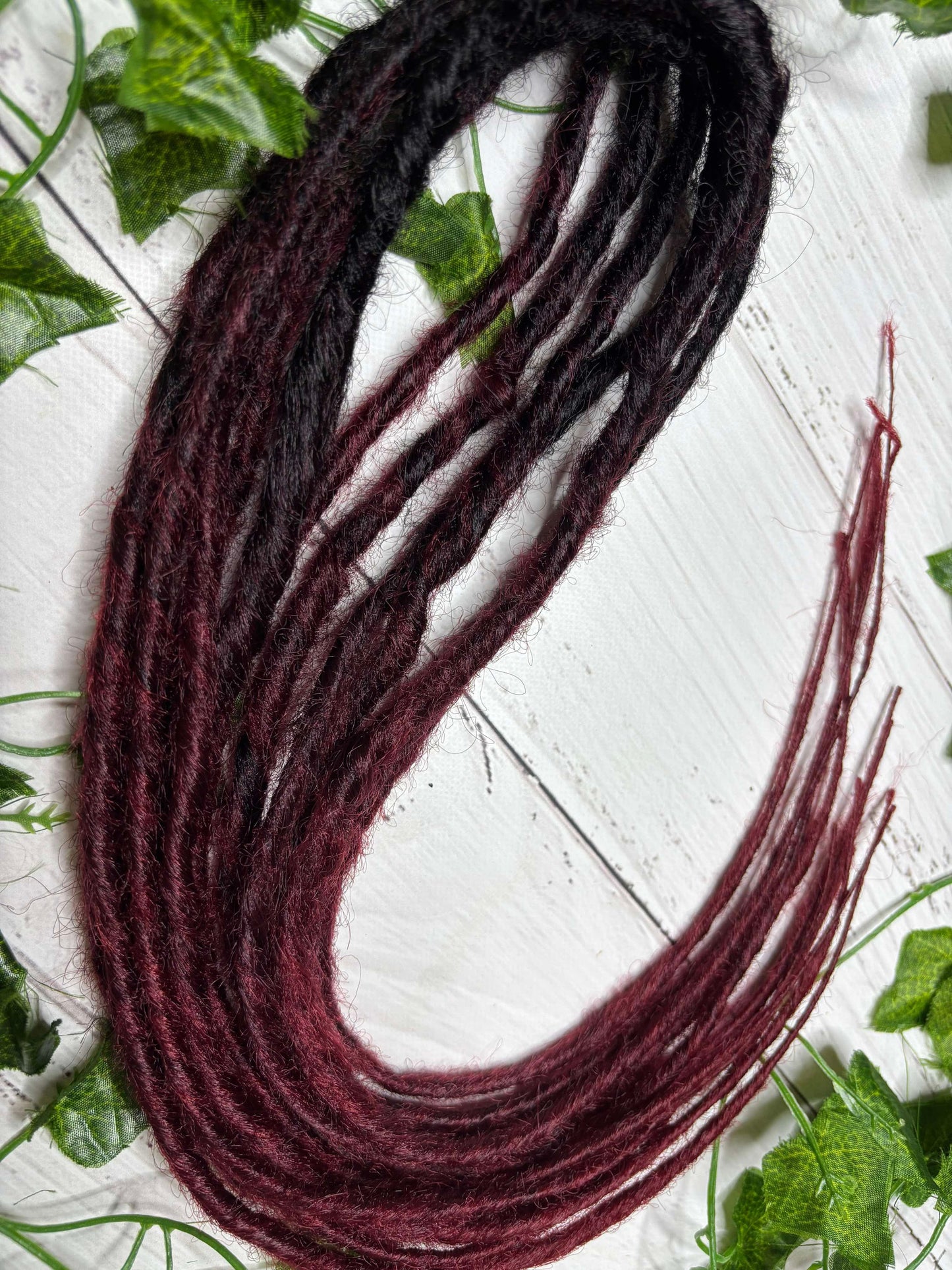 Set of 6, 50-59cm Black - Maroon Twisted Synthetic Extensions