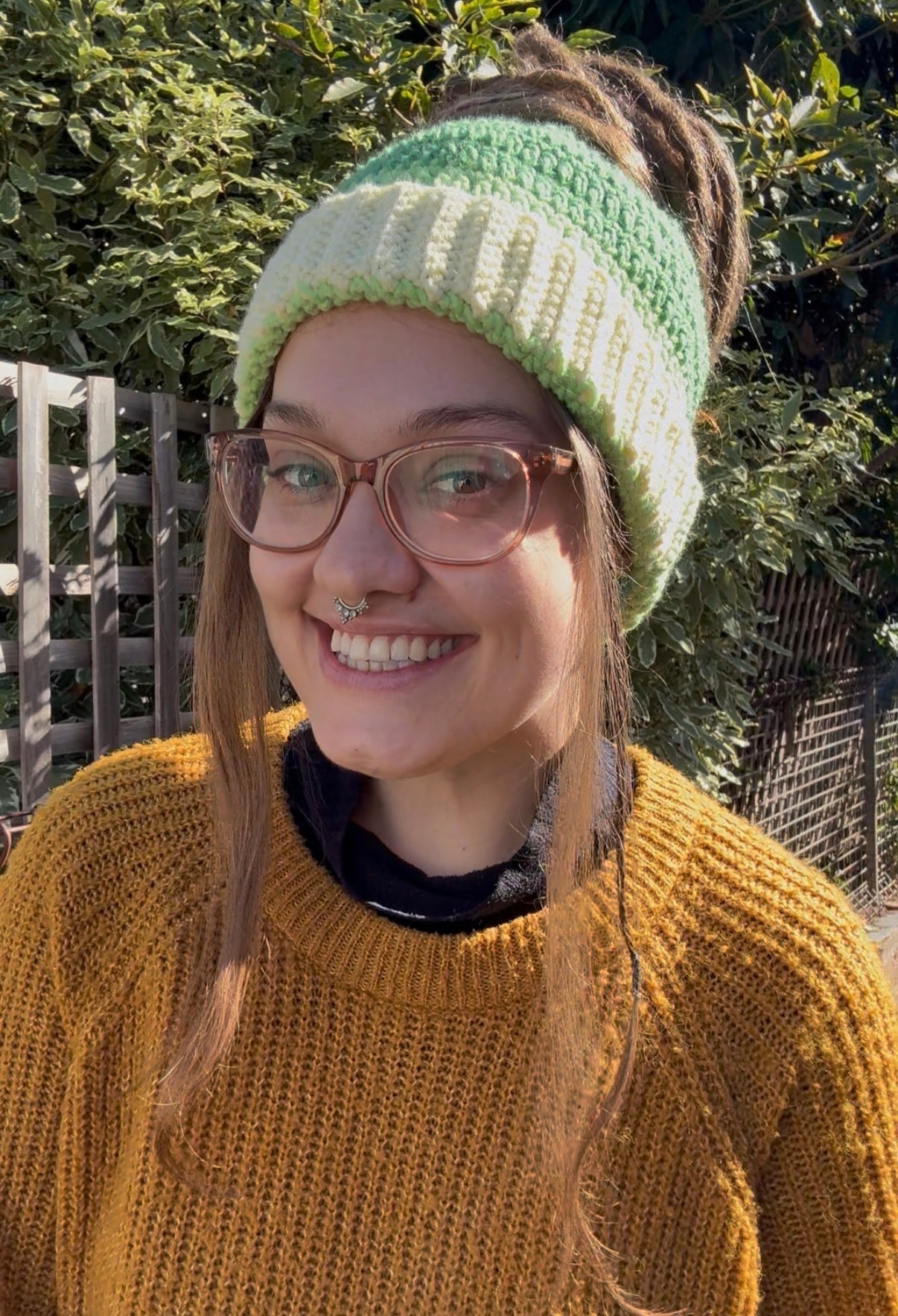 Light Green Mixed Colour Beanie With Hole
