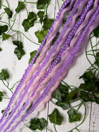 Set of 4, 52-59cm Lavender Blush Mixed Texture Synthetic Extensions