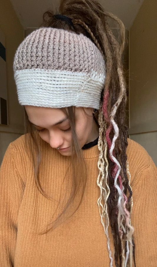 Soft brown Handmade Beanie with hole