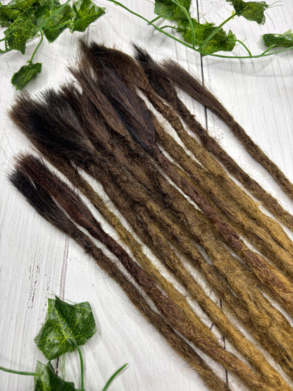 Set of 18 dark brown to caramel brown ombre synthetic extensions (only available for online purchase)