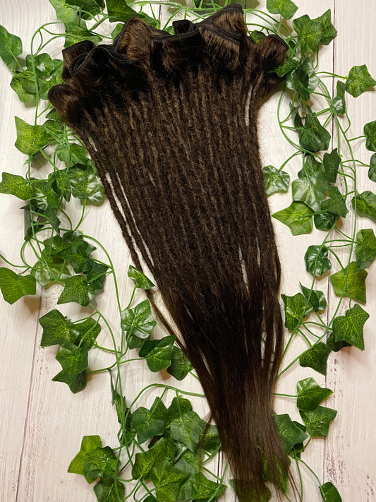 32 Dark Chocolate Brown Human Hair Dreadlock Extensions (only available for online purchase)